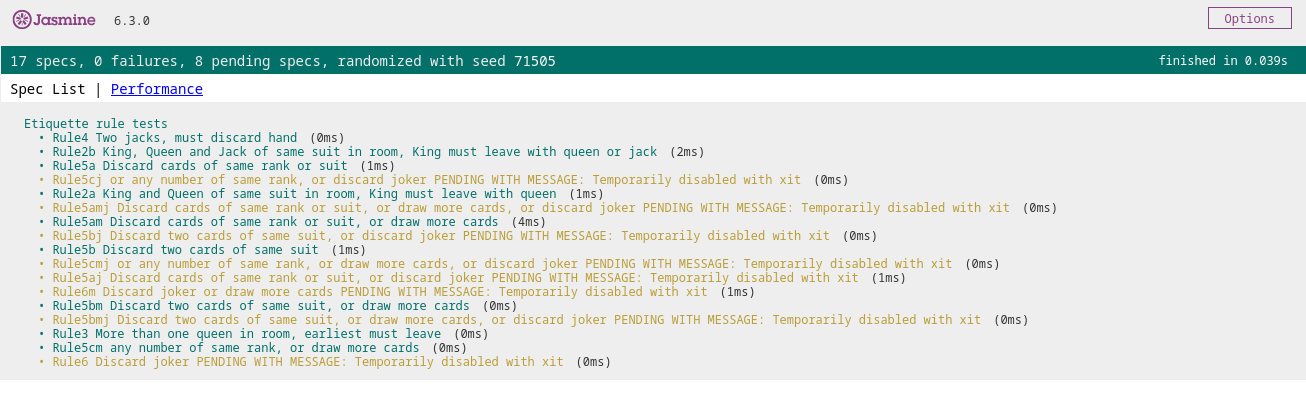 Pending tests are gradually replaced with passed tests.